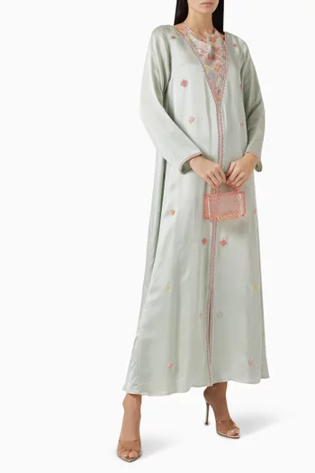 Bead Embroidery Kaftan in Crepe Satin