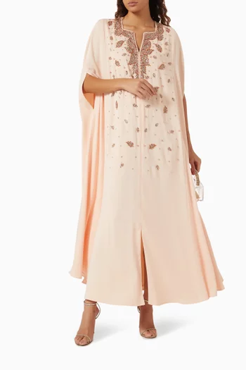 Bead Embellished Kaftan in Crepe Silk