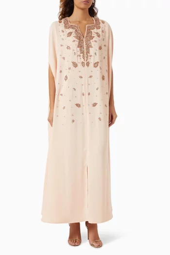 Bead Embellished Kaftan in Crepe Silk