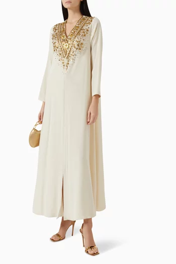 Embellished Kaftan in Crepe Silk