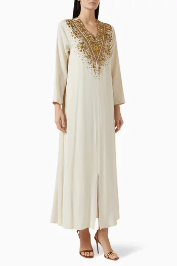 Embellished Kaftan in Crepe Silk