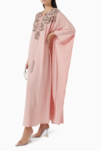 Floral Embellished Kaftan in Crepe Silk