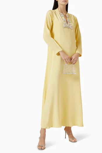 Bead Embellished Kaftan in Crepe Silk