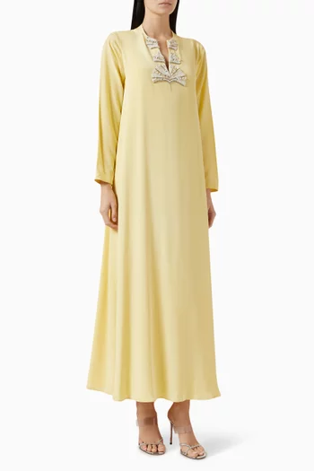 Bead Embellished Kaftan in Crepe Silk