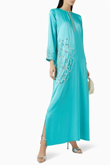 Floral Embroidered Kaftan in Crepe