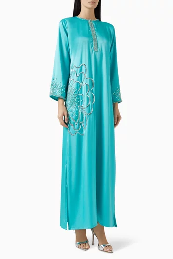Floral Embroidered Kaftan in Crepe