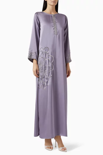 Floral Embroidered Kaftan in Crepe