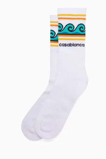 Wave Logo Socks in Cotton-blend