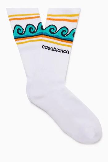 Wave Logo Socks in Cotton-blend