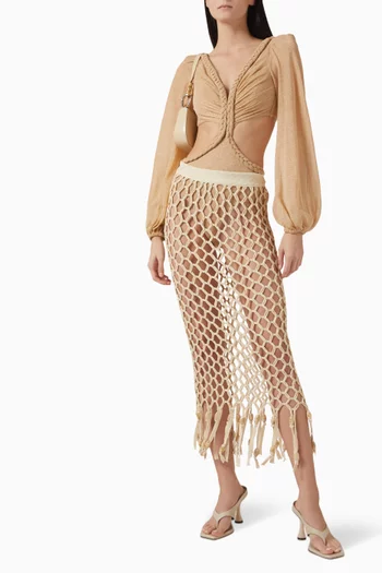 بودي سوت بتصميم لامع وتفاصيل مجدولة