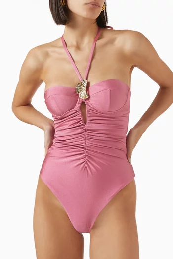 Seashell Halterneck One-piece Swimsuit in Lycra