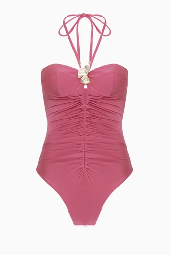 Seashell Halterneck One-piece Swimsuit in Lycra