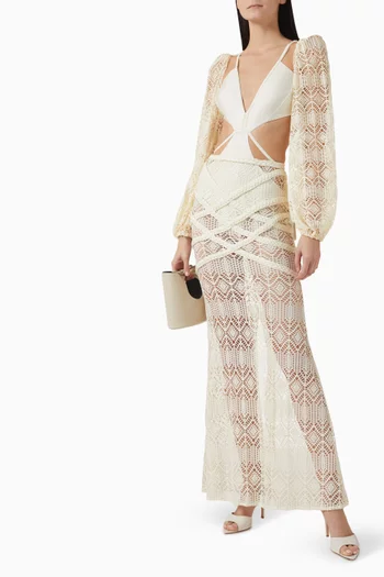 x Camila Coelho Pine Beach Braided Skirt in Lace