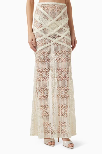 x Camila Coelho Pine Beach Braided Skirt in Lace