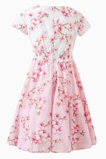 Peach Blossom Flared Dress in Cotton