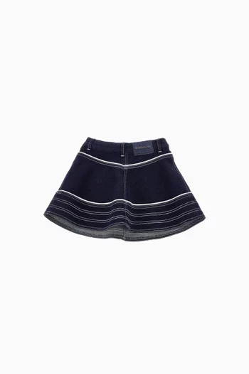 Heart-embroidered Skirt in Denim