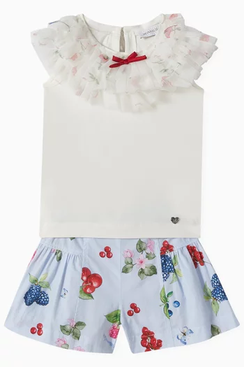 Ruffle T-shirt in Tulle & Cotton