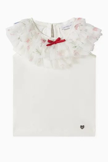 Ruffle T-shirt in Tulle & Cotton