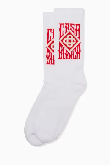 Logo Sports Socks in Cotton Blend