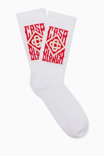 Logo Sports Socks in Cotton Blend