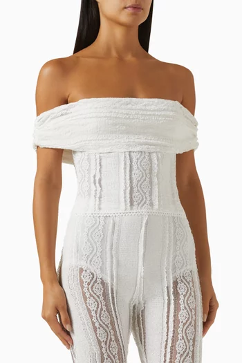 Ceto Off-shoulder Top in Cotton Mesh