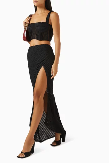 Eris Slit Maxi Skirt in Mesh