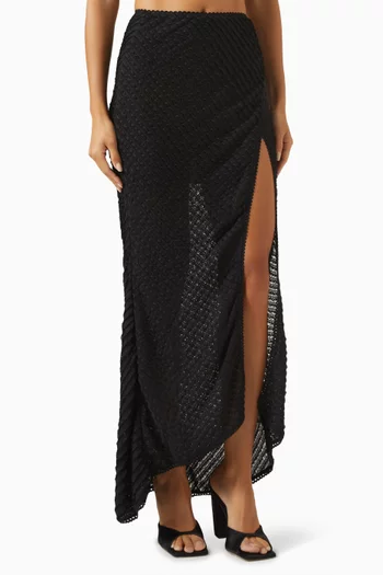 Eris Slit Maxi Skirt in Mesh