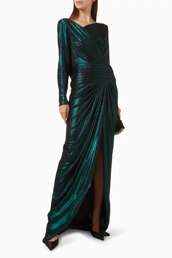 Zina Draped Cowl-neck Gown