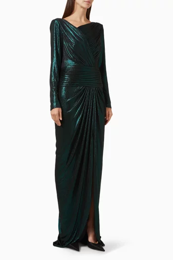 Zina Draped Cowl-neck Gown
