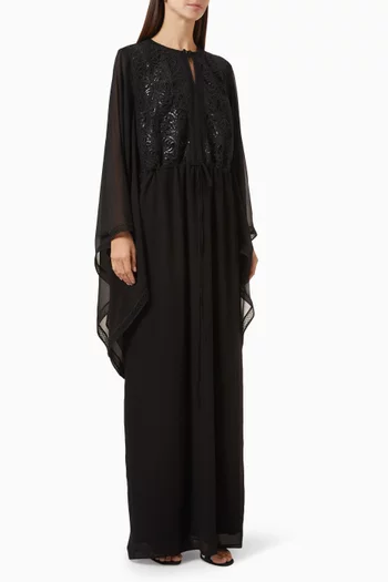 Lace-embroidered Kaftan in Chiffon