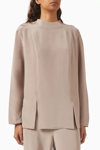 Front-slit Top in Mulberry-silk