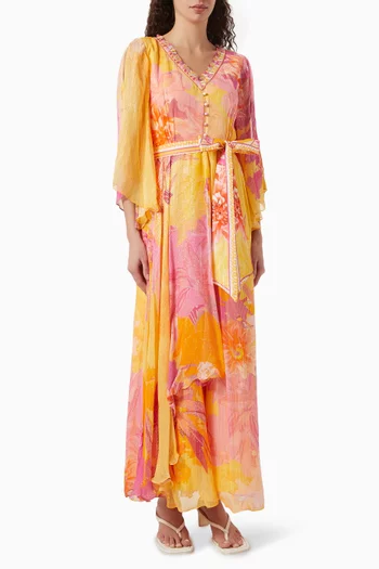Printed Maxi Dress in Lurex Georgette