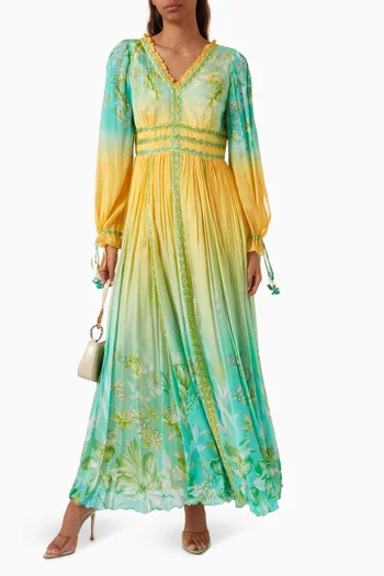 Floral-print Maxi Dress in Chiffon