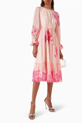 Floral-print Maxi Dress in Chiffon