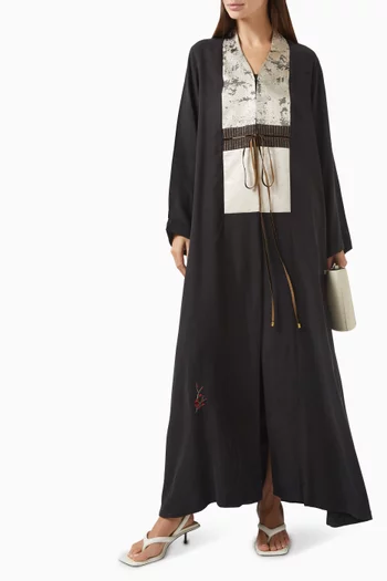 Floral Drawstring Abaya in Silk