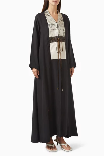 Floral Drawstring Abaya in Silk