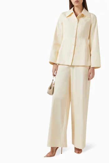 Button Straight Pants in Cotton-blend