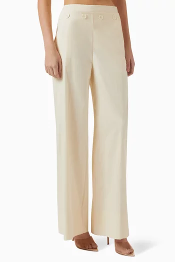 Button Straight Pants in Cotton-blend
