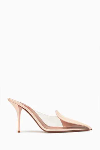 Le Cœur 90 Mules in Plexi & Patent Leather