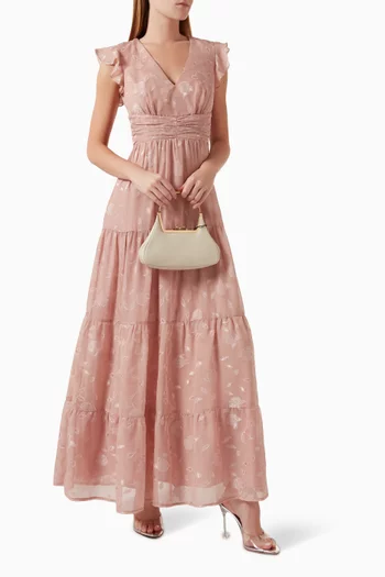 Flutter-sleeve Tiered Maxi Dress