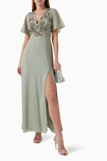 Floral-embellished Maxi Dress