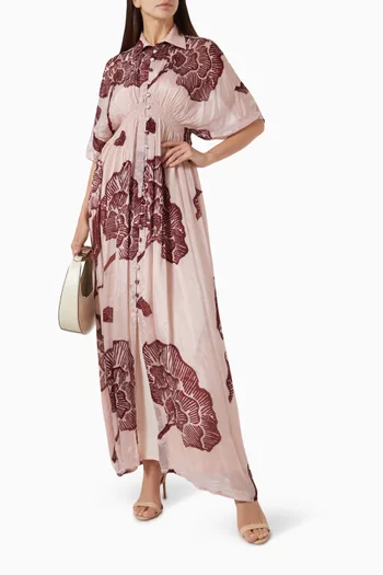 Floral Kaftan Maxi Dress in Chiffon