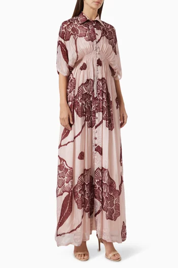 Floral Kaftan Maxi Dress in Chiffon