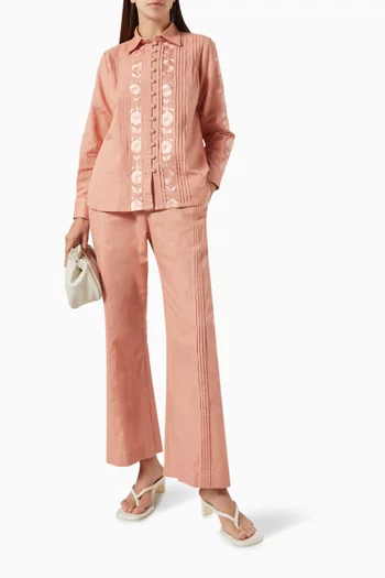 Floral Embroidered Shirt in Linen