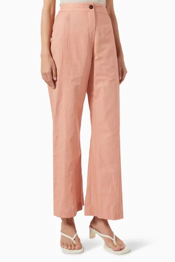 Embroidered Pants in Linen