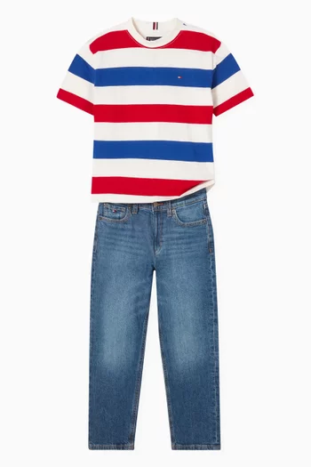 Flag Embroidery Crew Neck T-Shirt