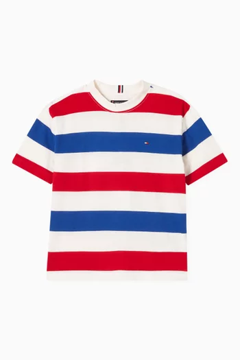 Flag Embroidery Crew Neck T-Shirt