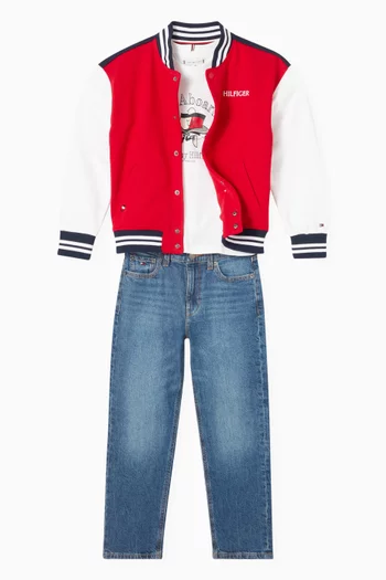Colour-Blocked Oversized Bomber Jacket