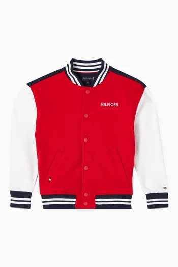Colour-Blocked Oversized Bomber Jacket