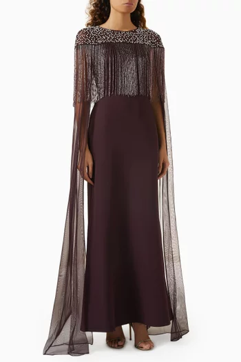 Embellished Cape-style Gown